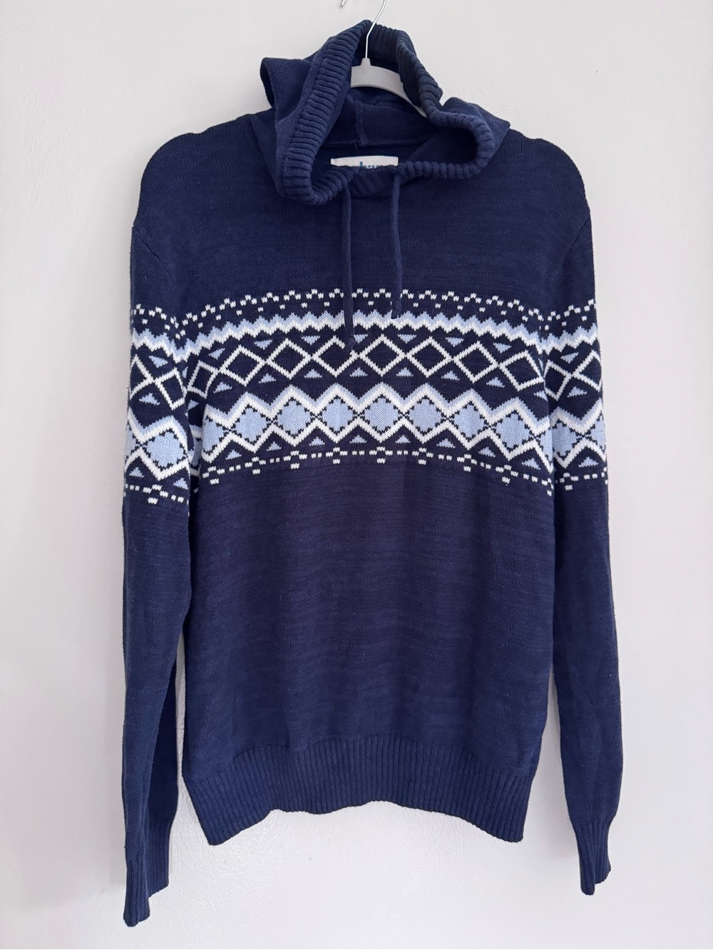 URBAN PIPELINE Hoodie Pullover Sweater Fair Isle - Men's Size Large - Navy Blue